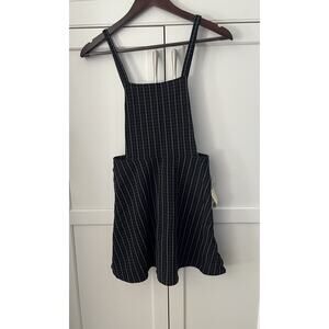 Rewind Women Overall Dress Sz. XS Black White Plaid Stretch A Line preppy NWT